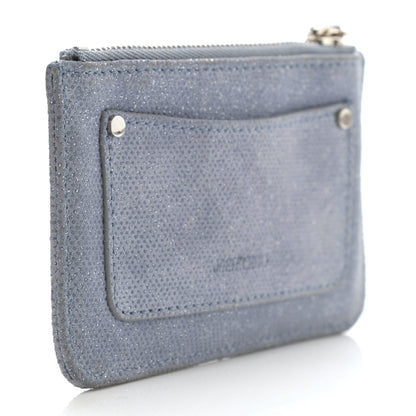 Jimmy Choo Metallic Pixelated Calfskin Nancy Star Studded Key Pouch Slate 3 of 8