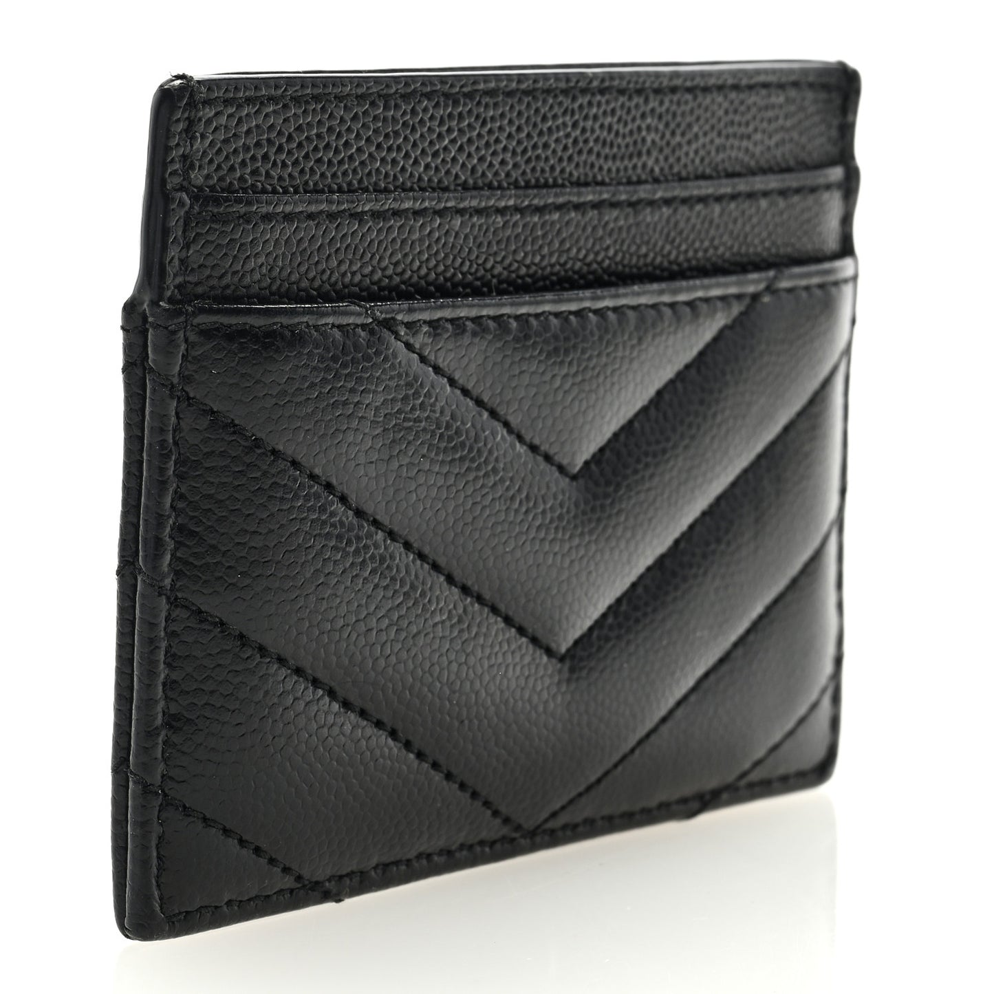 Grain De Poudre Matelasse Chevron Monogram Credit Card Case Black