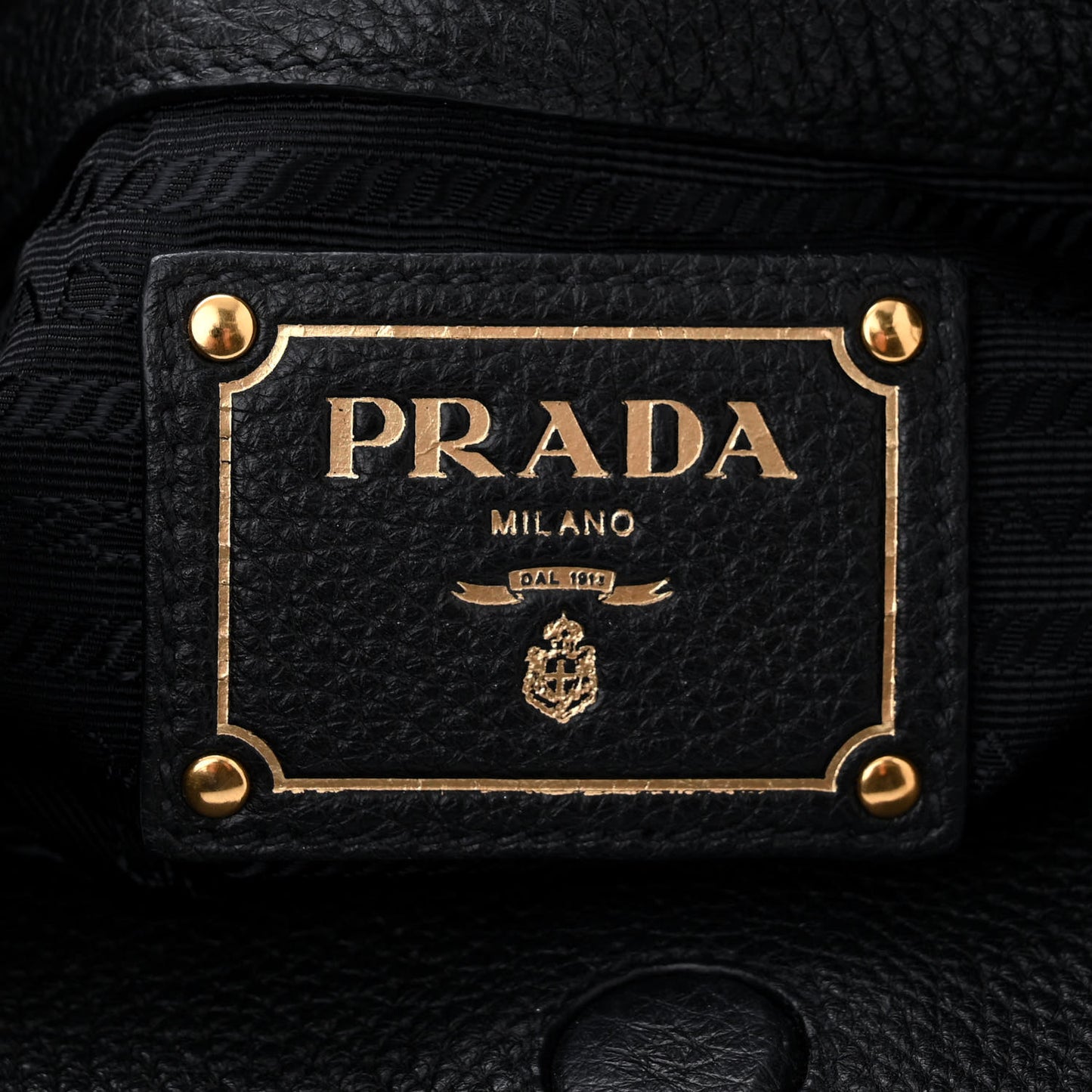 Vitello Phenix Embossed Logo Hobo Black