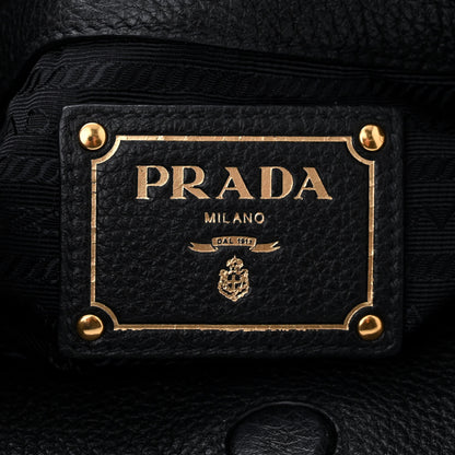 Prada Vitello Phenix Embossed Logo Hobo Black 6 of 12