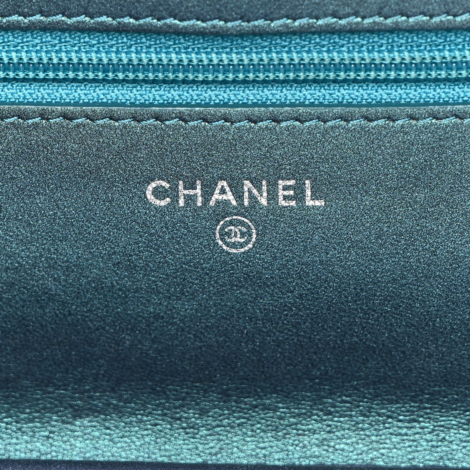 Chanel Metallic Lambskin Wallet On Chain WOC Turquoise 6 of 13