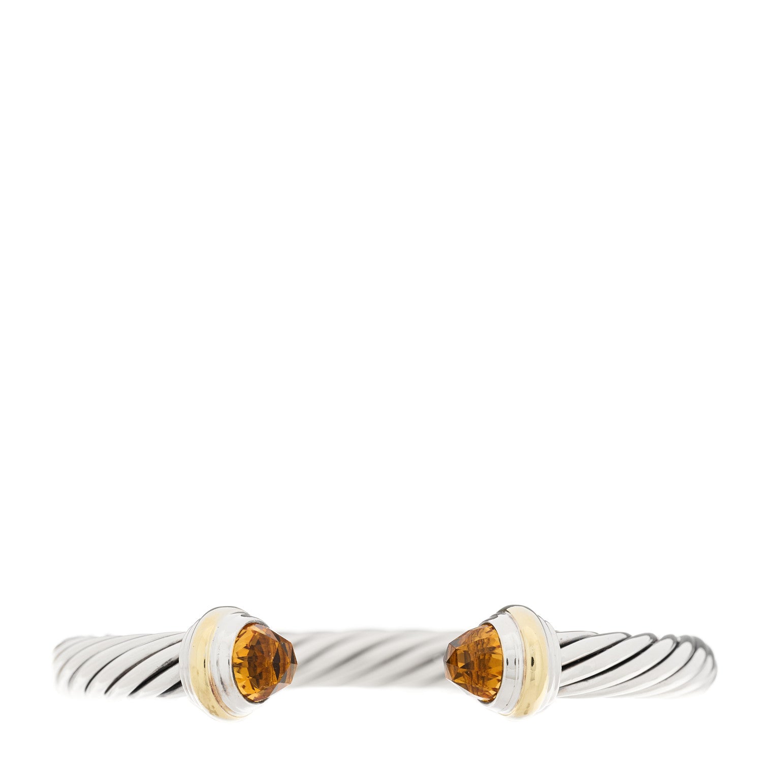 David Yurman Sterling Silver 14K Yellow Gold Citrine 7mm Cable Classics Bracelet 1 of 3