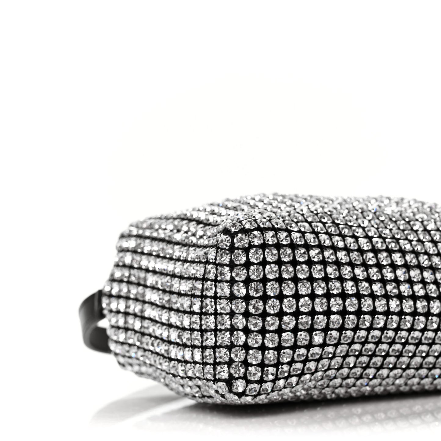 Mesh Crystal Rhinestone Mini Heiress Pouch Black Silver