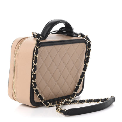 Chanel Caviar Quilted Medium CC Filigree Vanity Case Beige Black 3 of 11