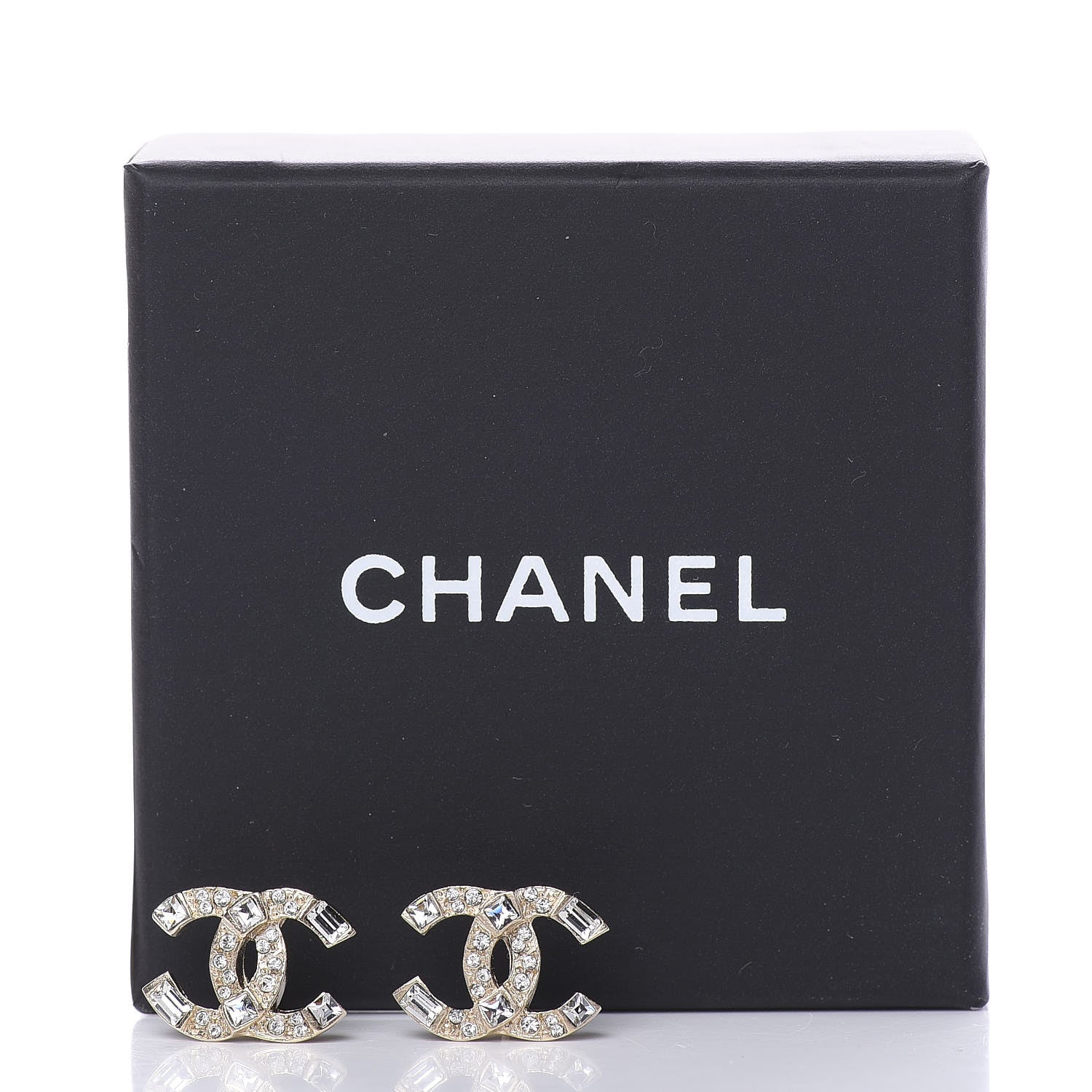 Chanel Crystal Baguette CC Earrings Gold 5 of 5