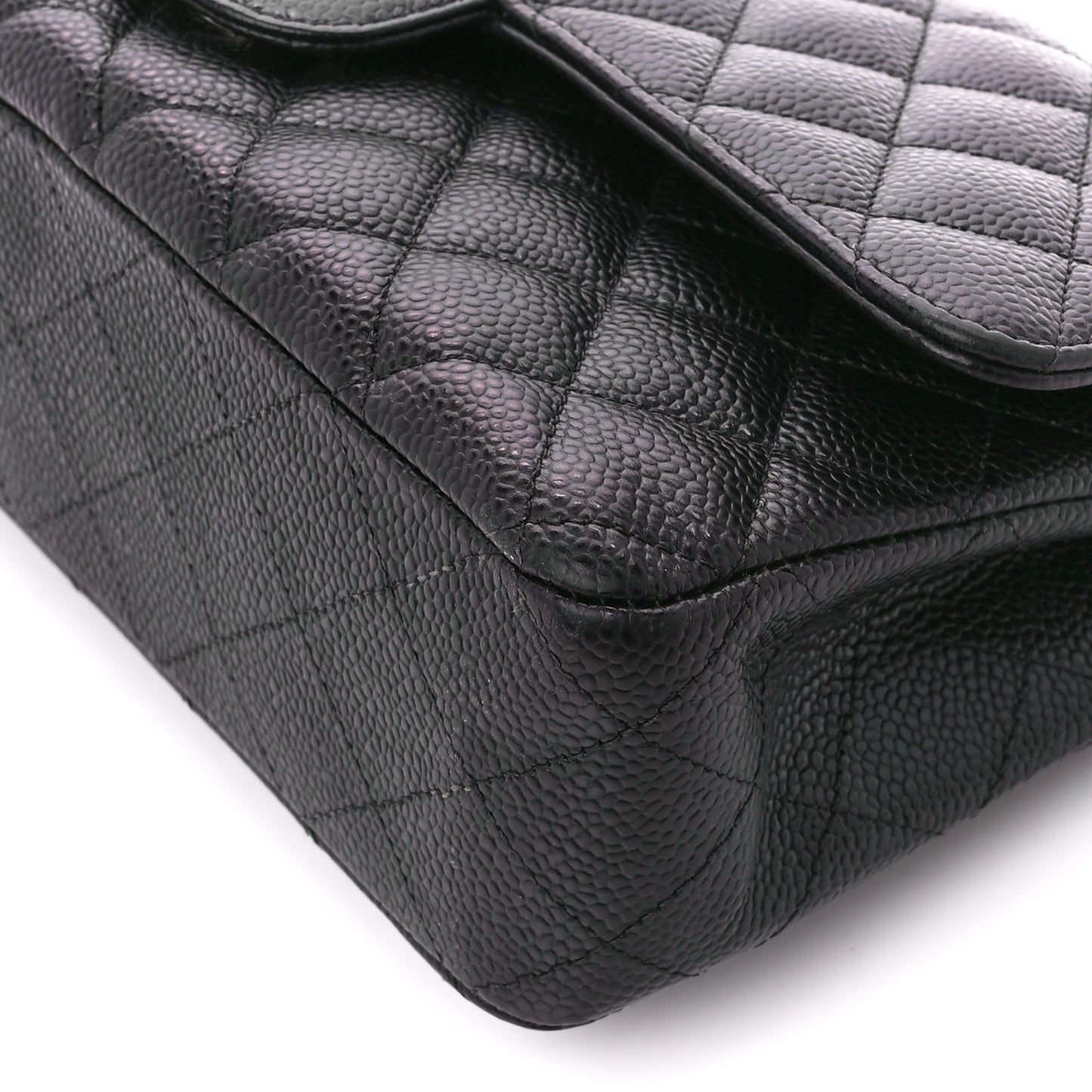 Caviar Quilted Medium Double Flap Black