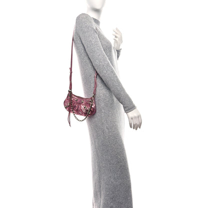 Balenciaga Metallic Agneau Arena Crystal Le Cagole Mini Purse With Chain Met Pink 2 of 16