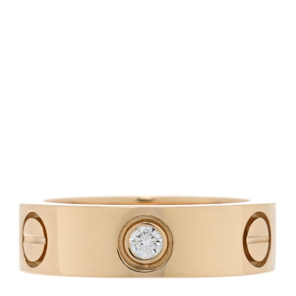 Cartier 18K Yellow Gold 3 Diamond 5.5mm LOVE Ring 50 5.25 1 of 5