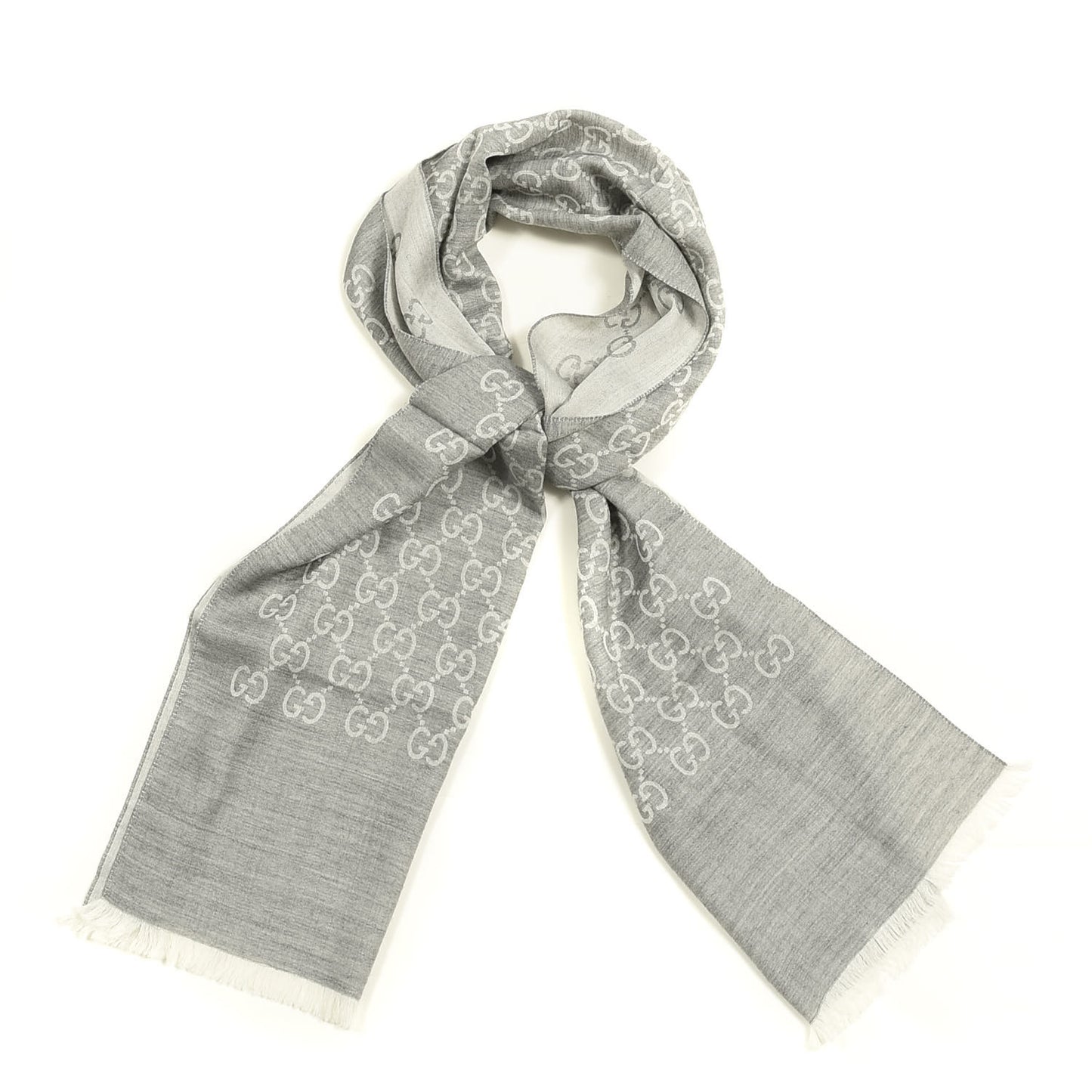Wool Silk GG Monogram GGNat Scarf Lead