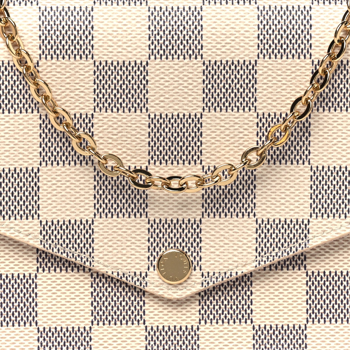 Damier Azur Pochette Felicie Chain Wallet Rose Ballerine