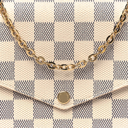 Louis Vuitton Damier Azur Pochette Felicie Chain Wallet Rose Ballerine 8 of 10