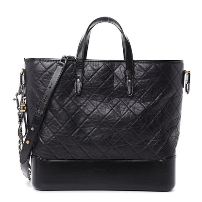 Chanel Aged Calfskin Quilted Large Gabrielle Shopping Tote Black 1 of 9