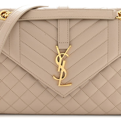 Saint Laurent Grain De Poudre Textured Mixed Matelasse Medium Triquilt Monogram Satchel Dark Latte 14 of 15