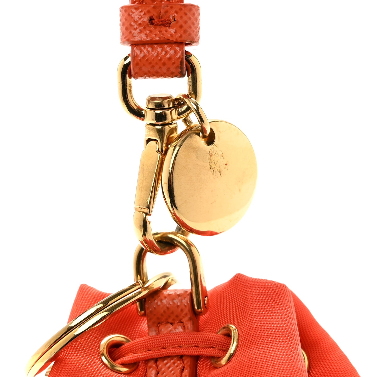 Re-Nylon Saffiano Mini Icon Keychain Charm Arancio