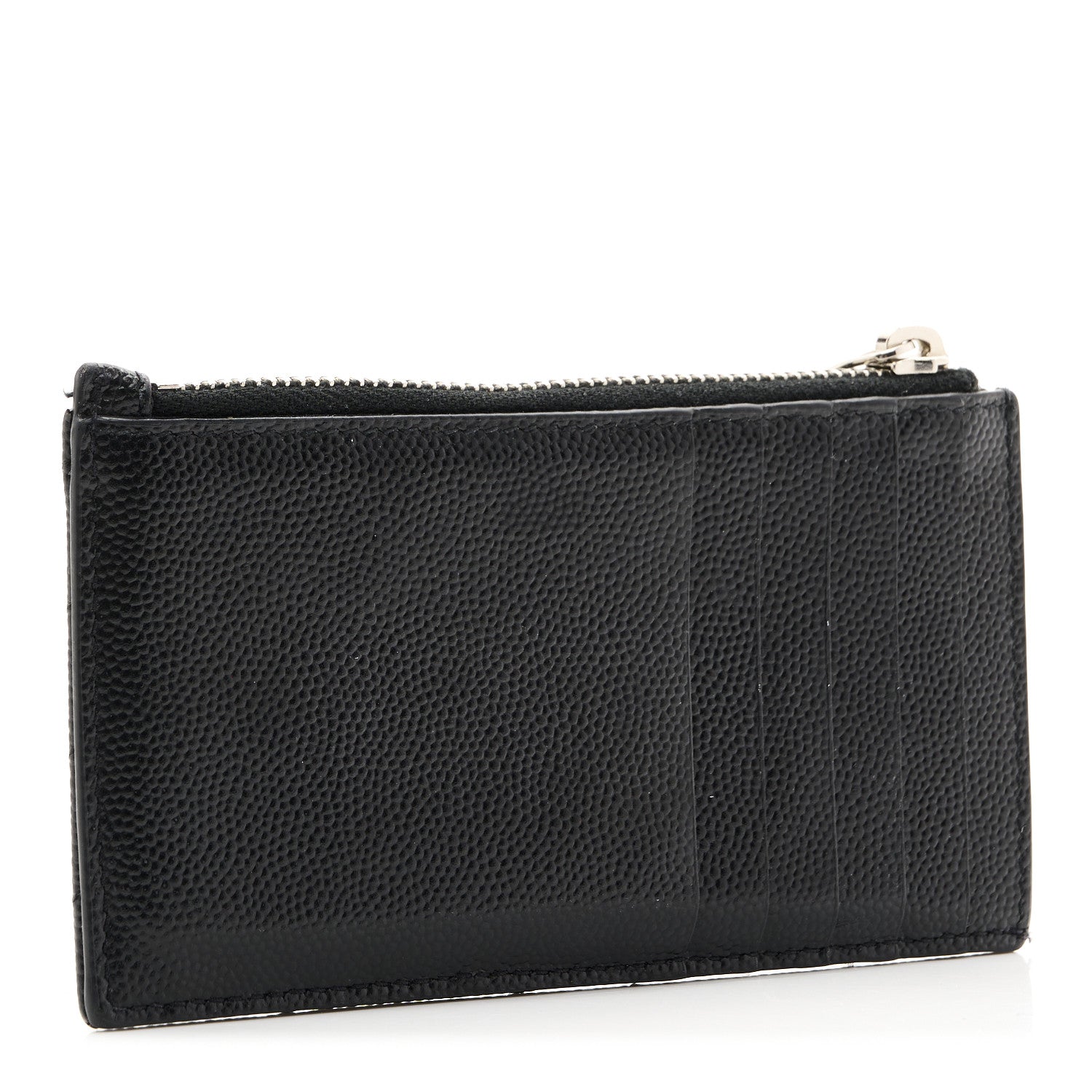 Saint Laurent Monogram Grain de Poudre 5 Fragments Zip Pouch Card Holder Black 3 of 7
