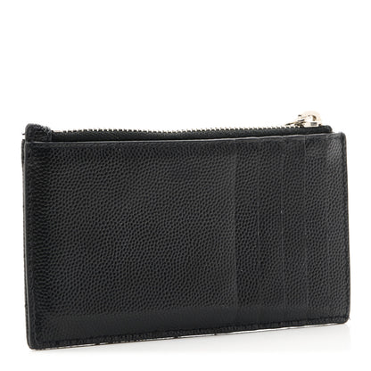 Saint Laurent Monogram Grain de Poudre 5 Fragments Zip Pouch Card Holder Black 3 of 7