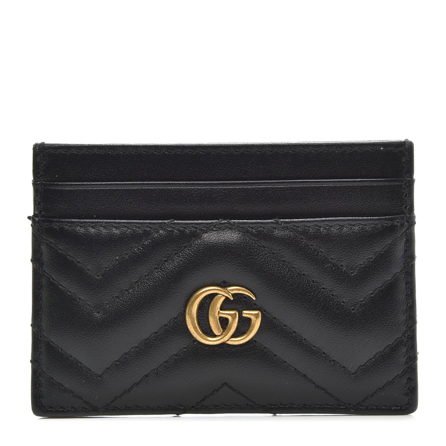 Calfskin Matelasse GG Marmont Card Holder Black