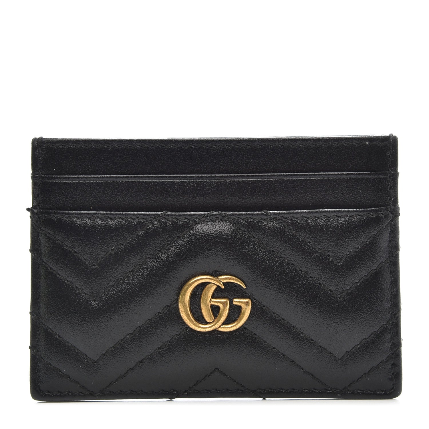 Gucci Calfskin Matelasse GG Marmont Card Holder Black 1 of 7