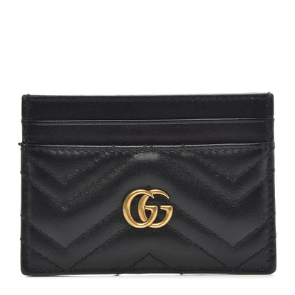 Gucci Calfskin Matelasse GG Marmont Card Holder Black 1 of 7