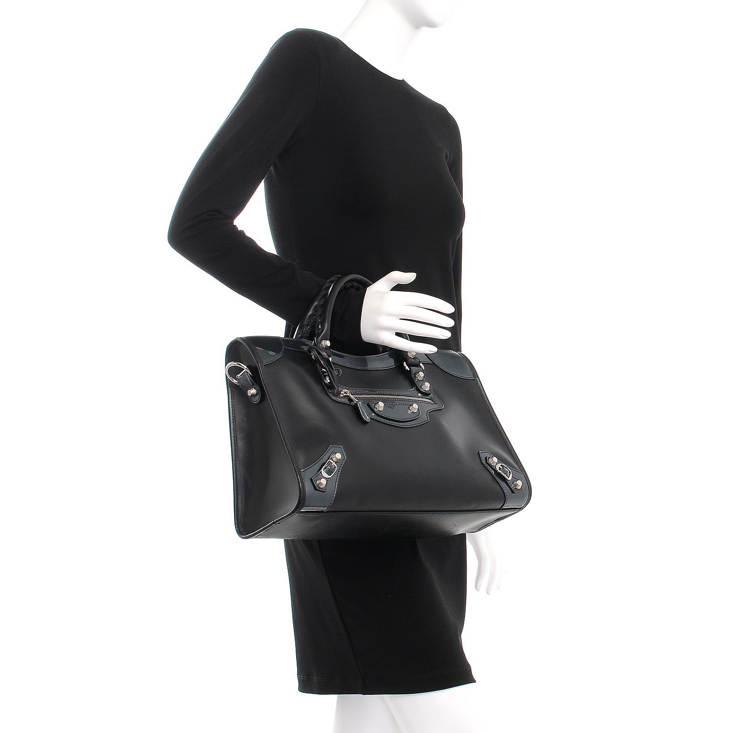 Balenciaga Smooth Calfskin Metallic Patent Giant 12 Silver Hardware City Black Gris 3 of 11