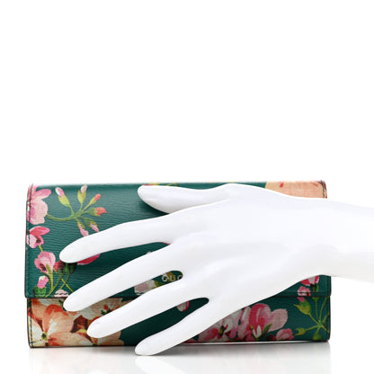 Gucci Calfskin Blooms Print Continental Wallet Bright Emerald Multicolor 2 of 8