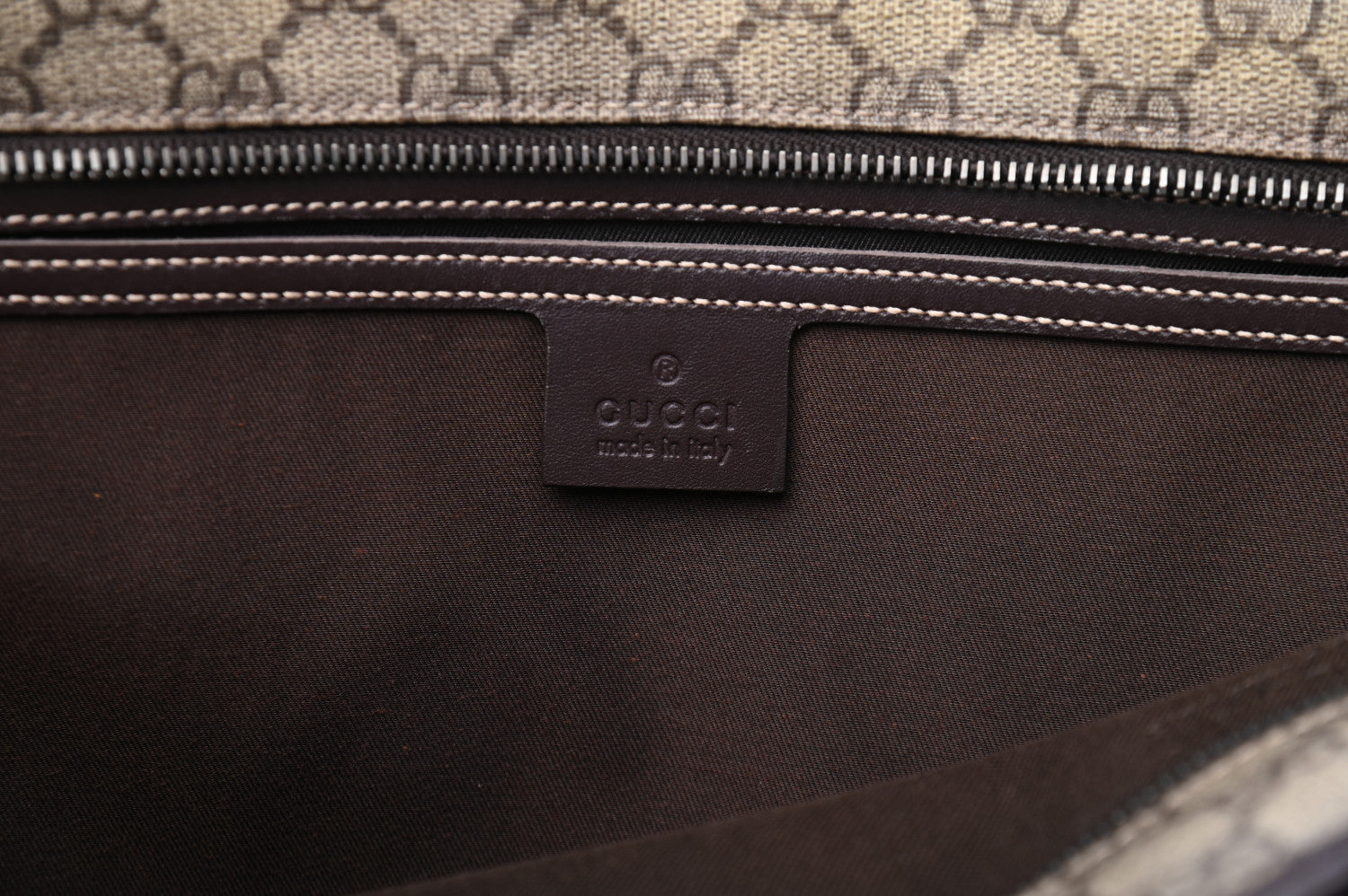 Gucci GG Supreme Monogram Medium Zippered Shopping Tote Dark Brown 6 of 9
