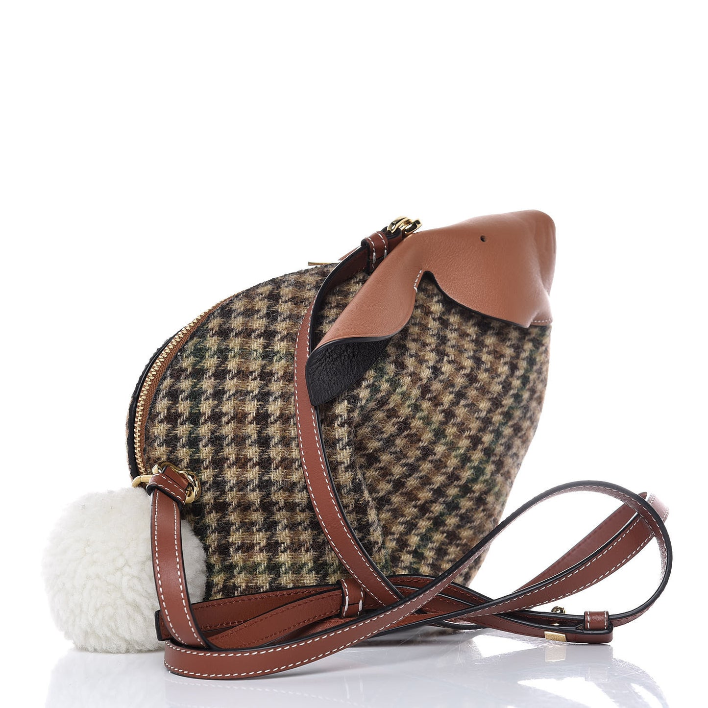 Tweed Mini Bunny Crossbody Bag Cypress Tan