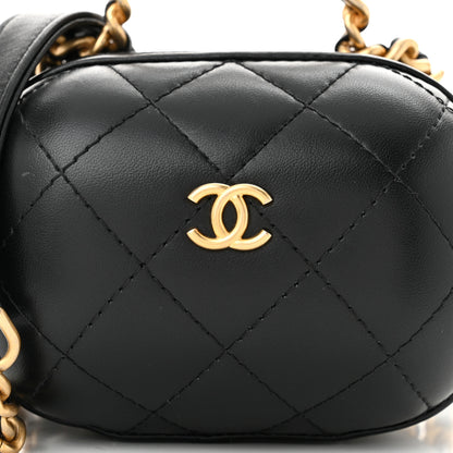 Chanel Lambskin Quilted CC Bubble Vanity Case With Chain Black 8 of 10