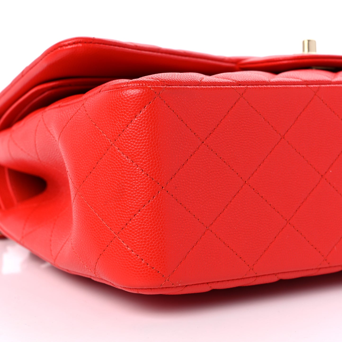 Caviar Quilted Jumbo Double Flap Red