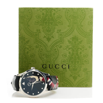 Gucci Stainless Steel Calfskin 38mm Le Marche Des Merveilles Snake Quartz Watch Black 5 of 5