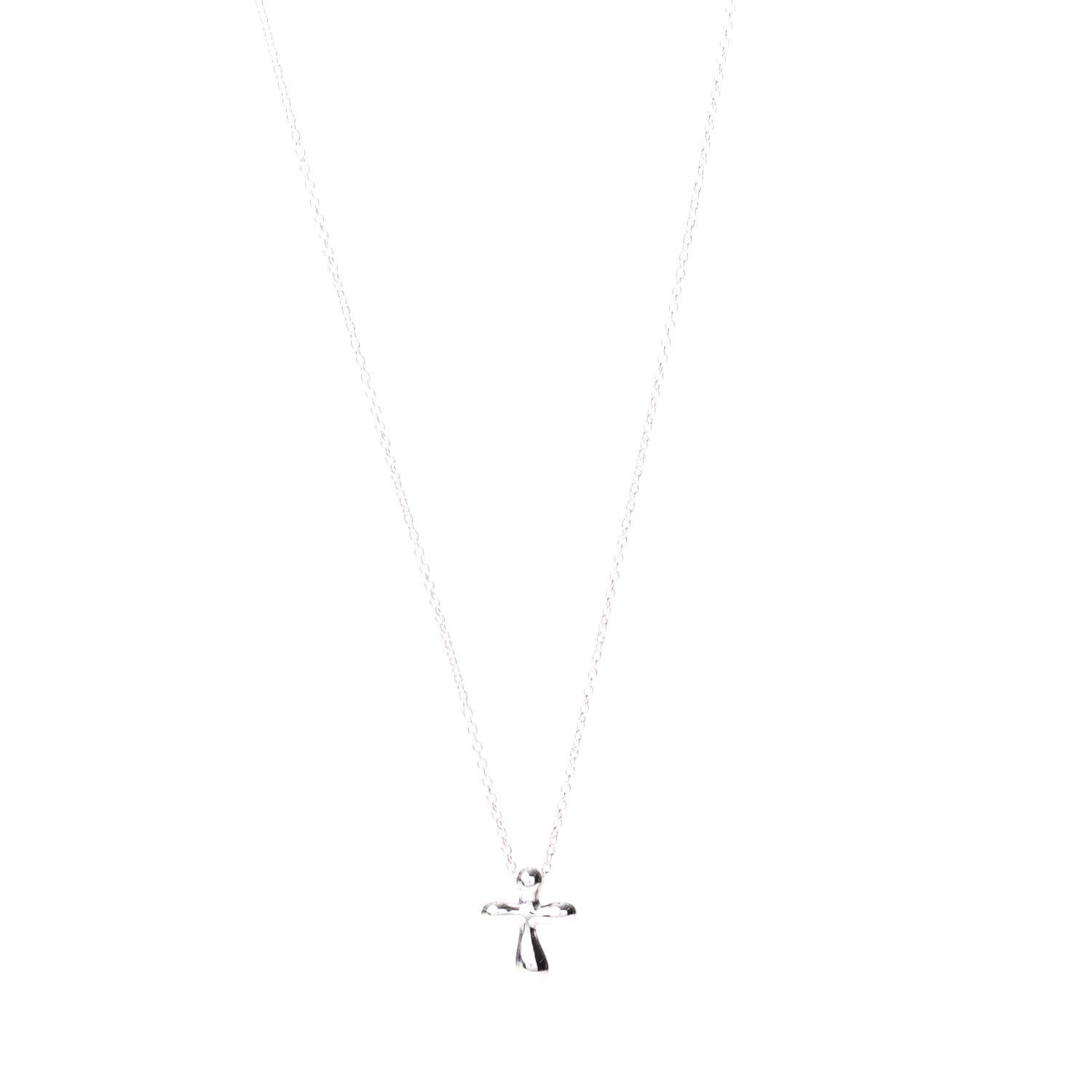 Tiffany Sterling Silver 12mm Elsa Peretti Cross Pendant Necklace 1 of 5
