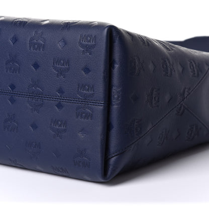 MCM Calfskin Ottomar Monogram Large Klara Hobo Navy Blue 13 of 13