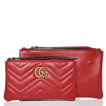 Gucci Calfskin Matelasse Small GG Marmont Double Zip Shoulder Bag Hibiscus Red 10 of 10