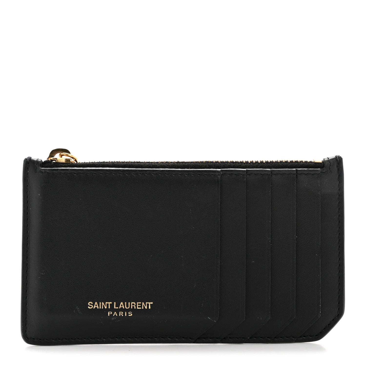 Saint Laurent Calfskin 5 Fragments Zip Pouch Card Holder Black 1 of 18