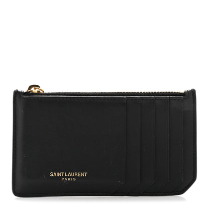 Saint Laurent Calfskin 5 Fragments Zip Pouch Card Holder Black 1 of 18