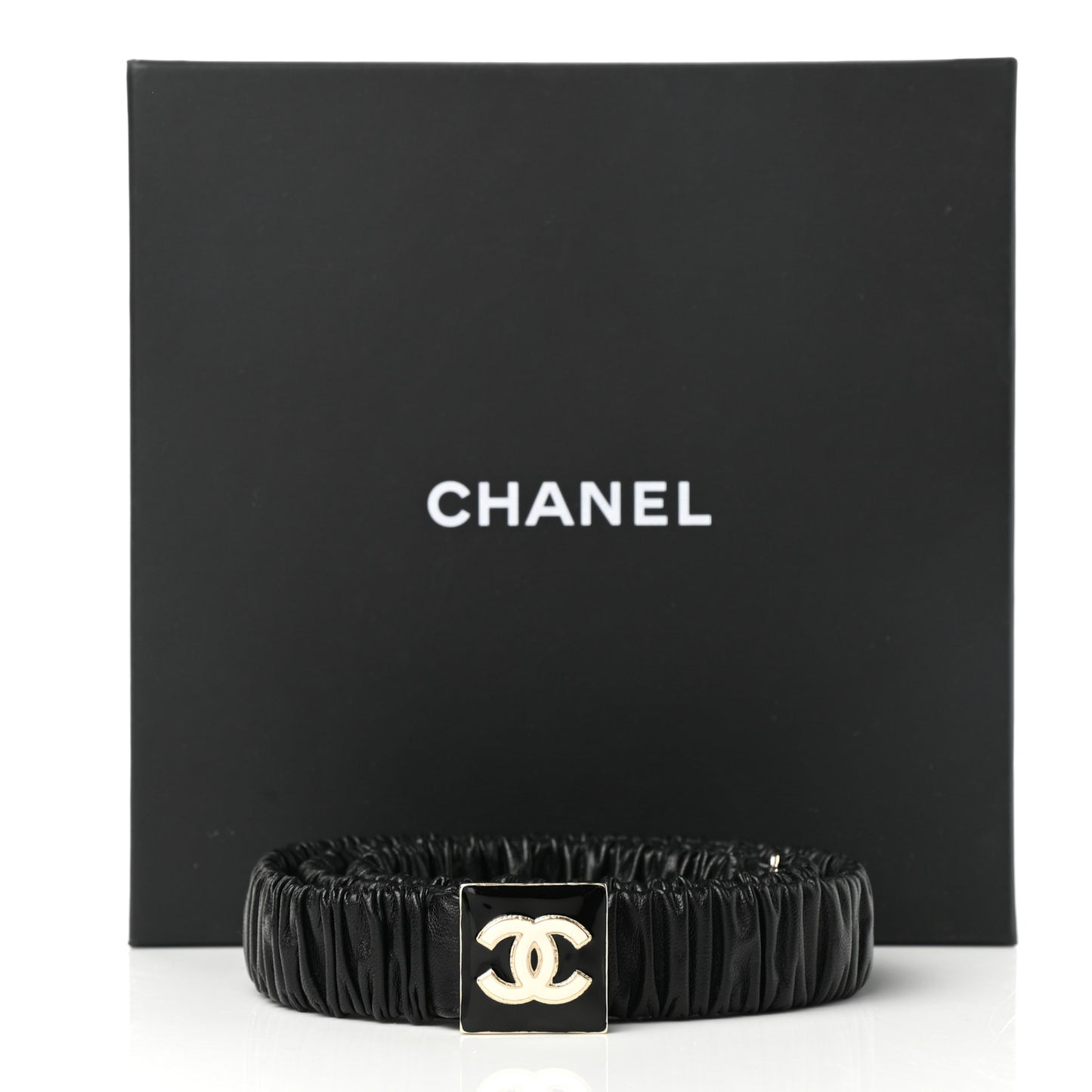 Lambskin Ruched CC Belt 85 34 Black