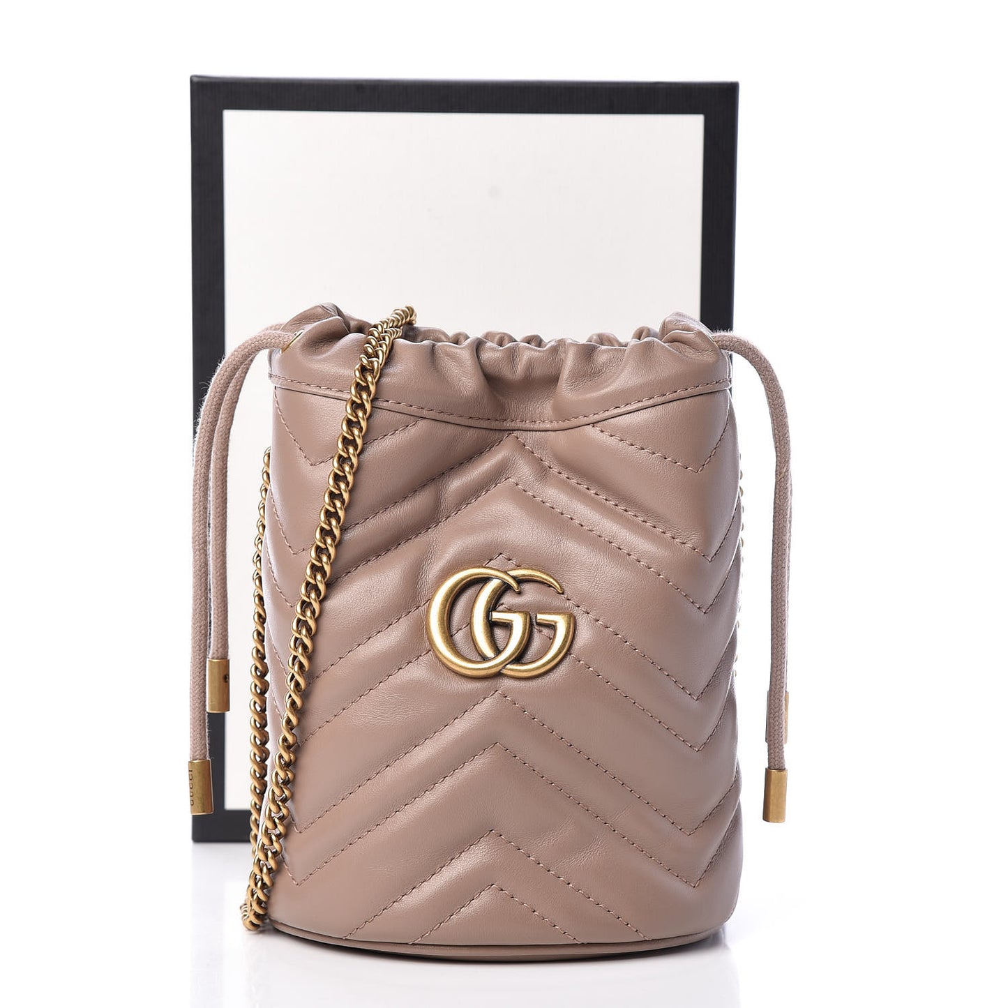 Calfskin Matelasse Mini GG Marmont 2.0 Bucket Bag Porcelain Rose