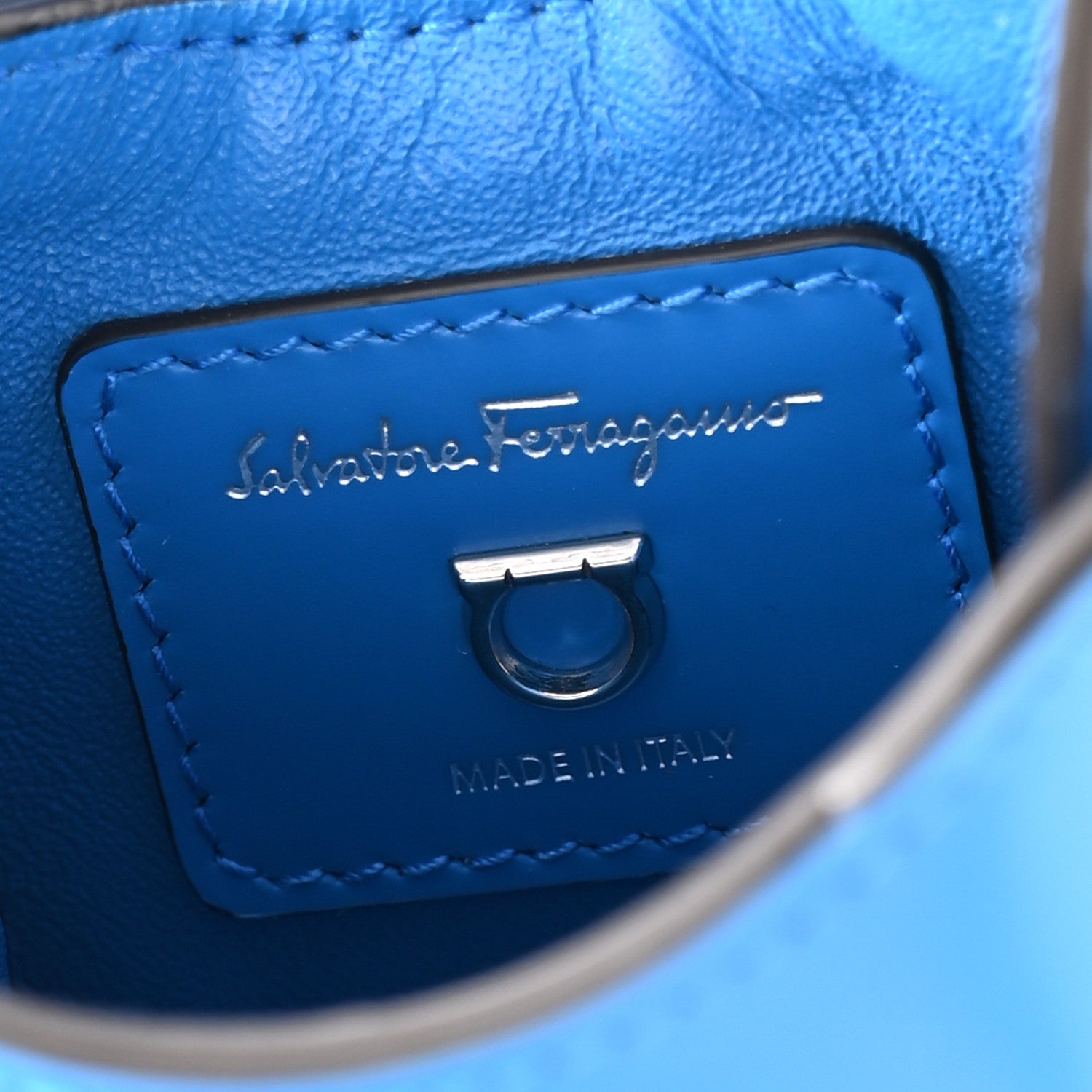 Salvatore Ferragamo Calfskin Mini Trifolio Bag Footballer Blue 6 of 10