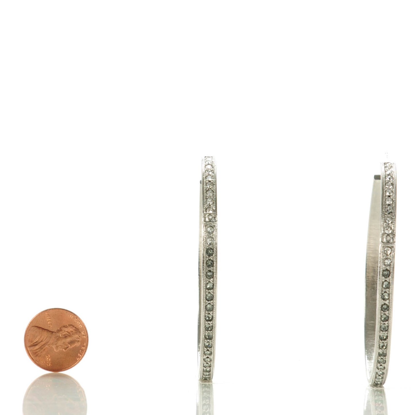 Crystal CC Large Hoop Earrings Grey Silver