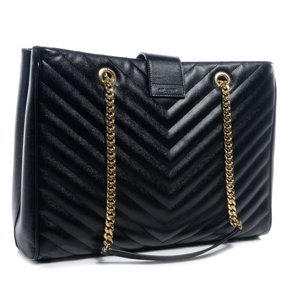 Saint Laurent Matelasse Chevron Monogram Shopping Bag Black 3 of 10