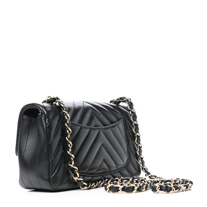 Chanel Lambskin Chevron Quilted Mini Rectangular Flap Black 3 of 9