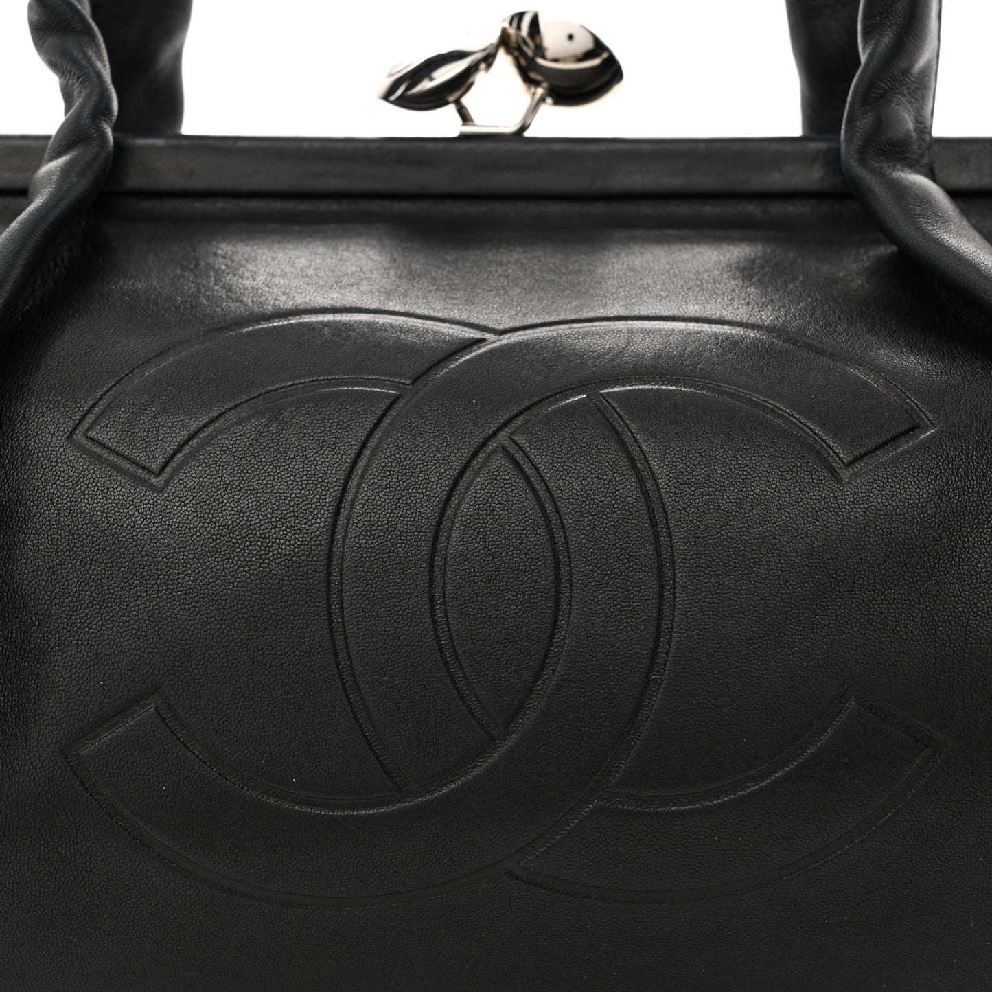 Lambskin Kiss Lock Frame Bag Black