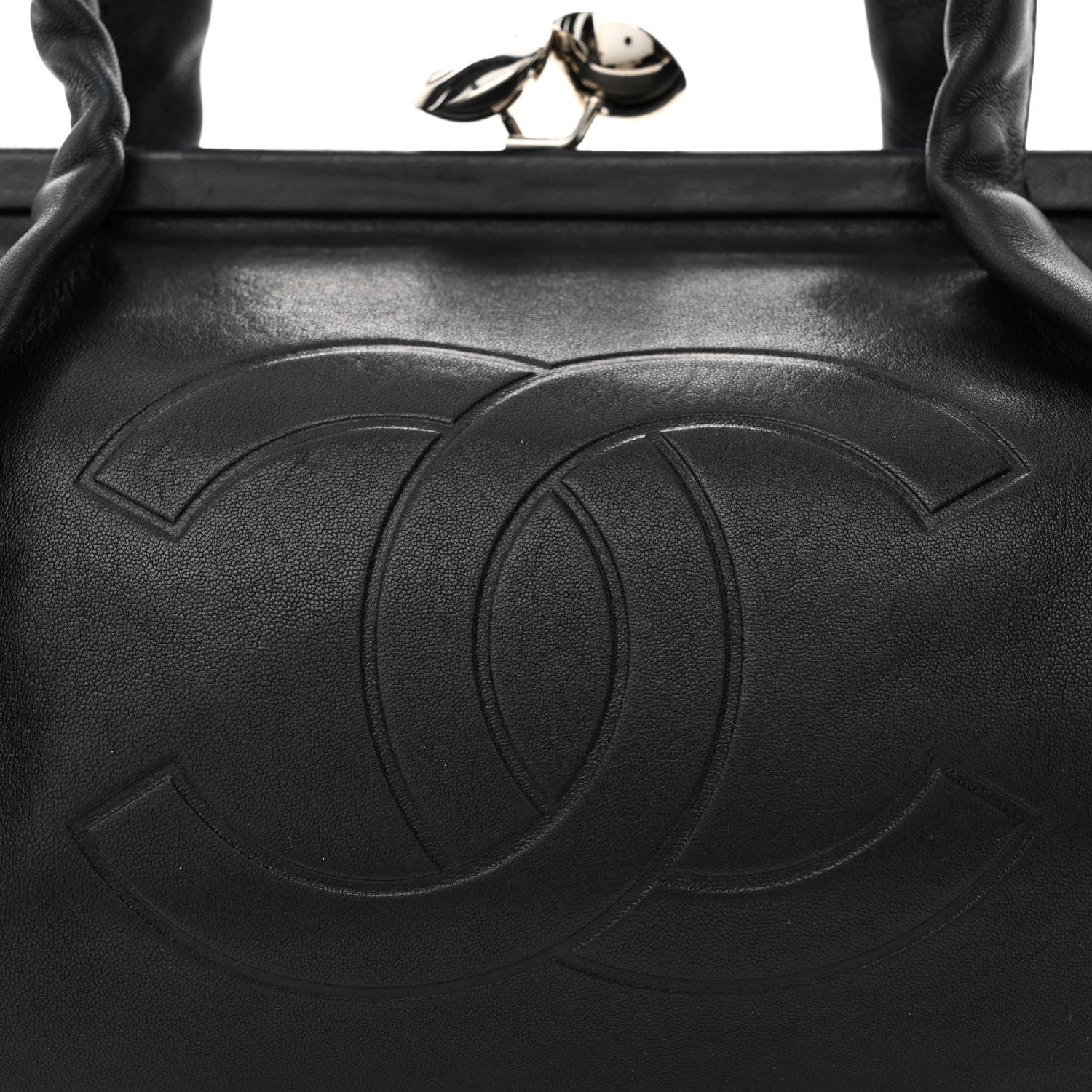 Chanel Lambskin Kiss Lock Frame Bag Black 8 of 10