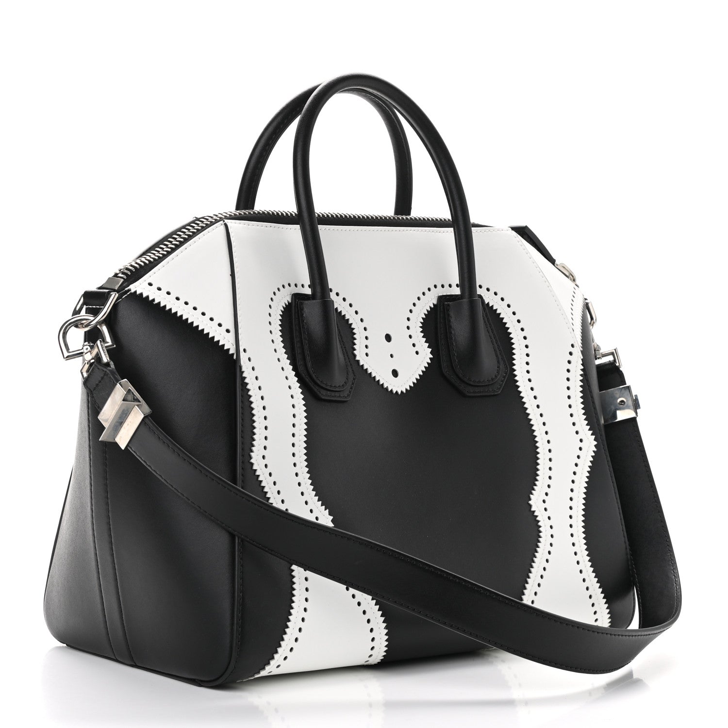 Givenchy Calfskin Brogue Medium Antigona Black White 2 of 11