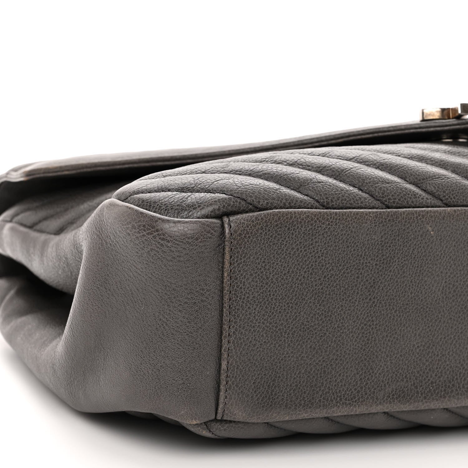 Saint Laurent Sheepskin Matelasse Chevron Monogram Large College Satchel Dark Anthracite 8 of 11