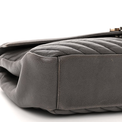 Saint Laurent Sheepskin Matelasse Chevron Monogram Large College Satchel Dark Anthracite 8 of 11
