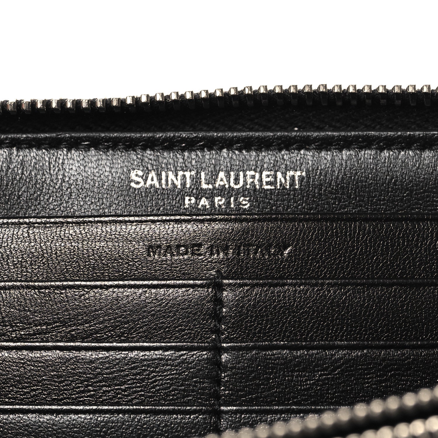 Saint Laurent Calfskin Matelasse Chevron Monogram Zip Around Wallet Black 6 of 7