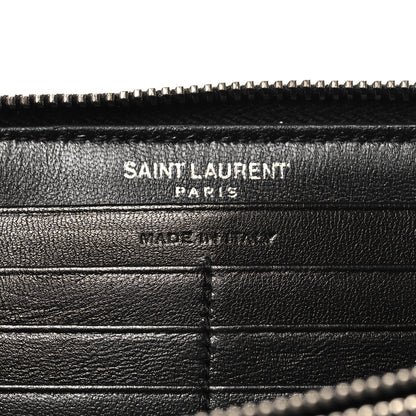 Saint Laurent Calfskin Matelasse Chevron Monogram Zip Around Wallet Black 6 of 7