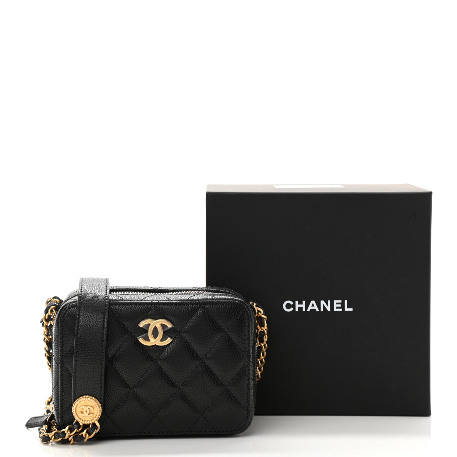 Chanel Caviar Quilted Twist Your Buttons Clutch With Chain Black 11 of 11