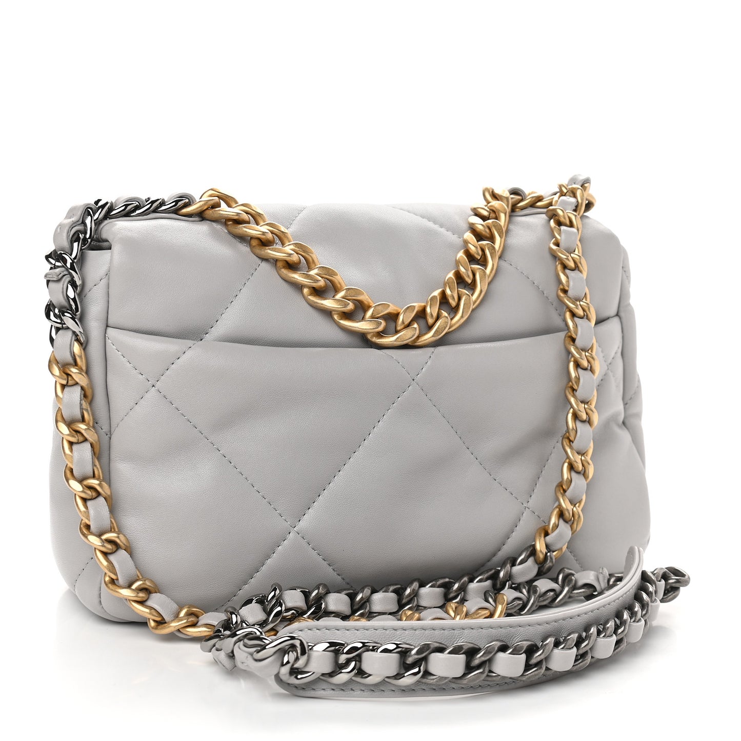 Goatskin Quilted Medium Chanel 19 Flap Grey
